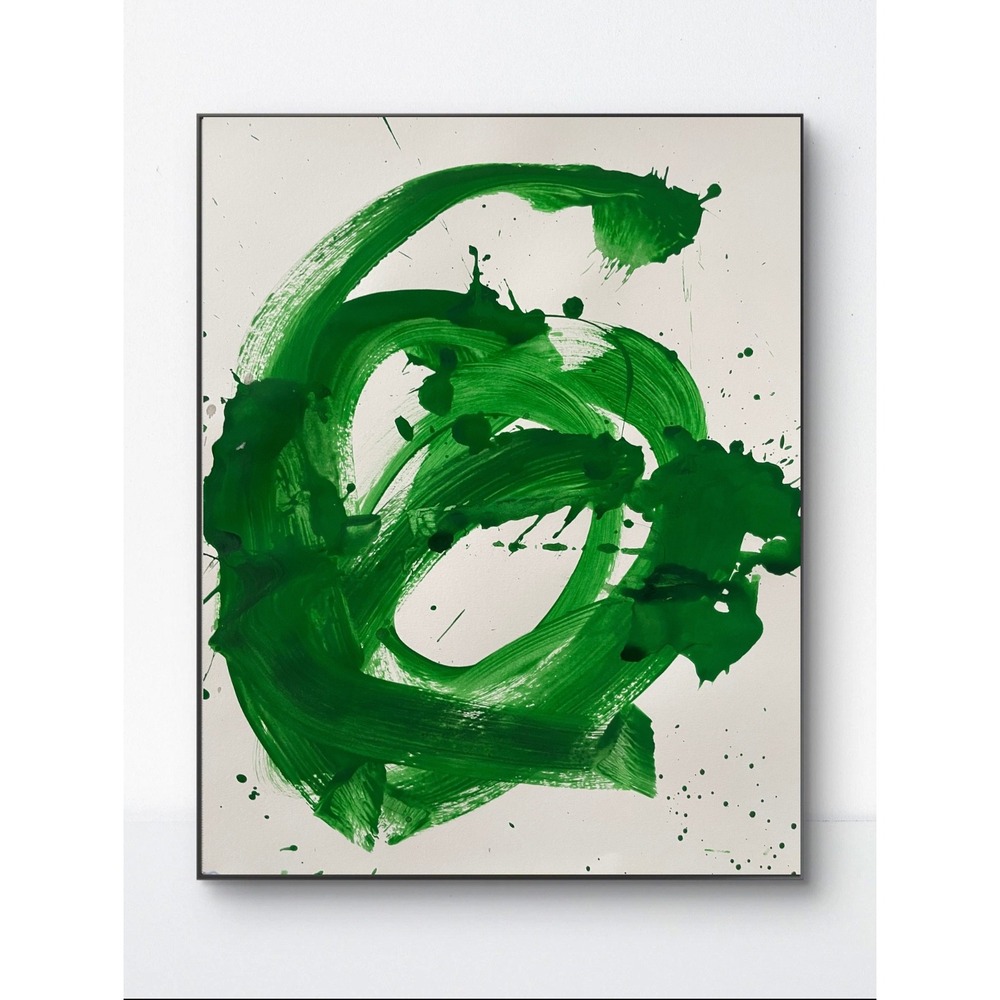 OMAN Emerald Vortex Abstract Painting Original Art Green Monochromatic 11x14